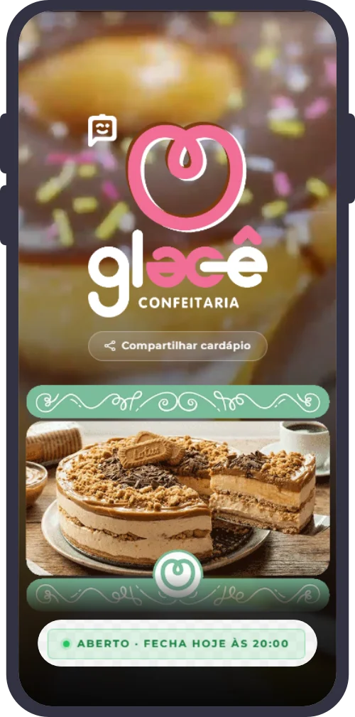 Cardápio digital de restaurante aberto no celular
