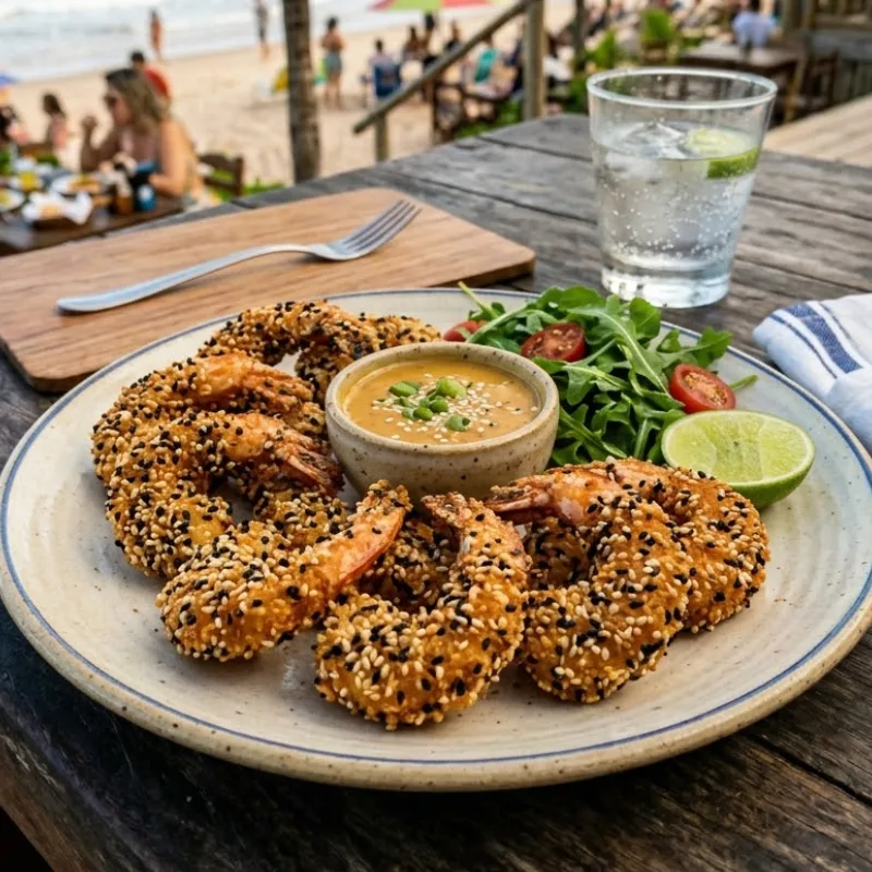 Camarão Empanado com Gergelim