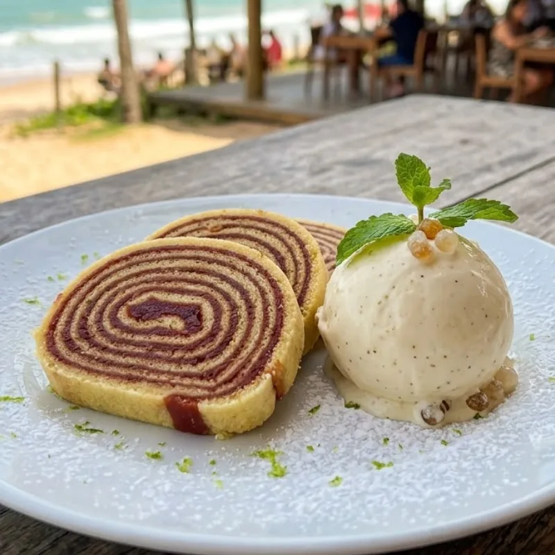 Bolo de Rolo com Sorvete de Queijo